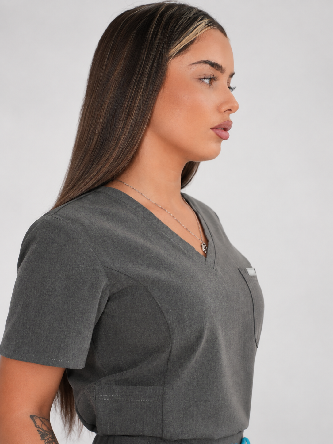 Aria Scrub Top - Charcoal